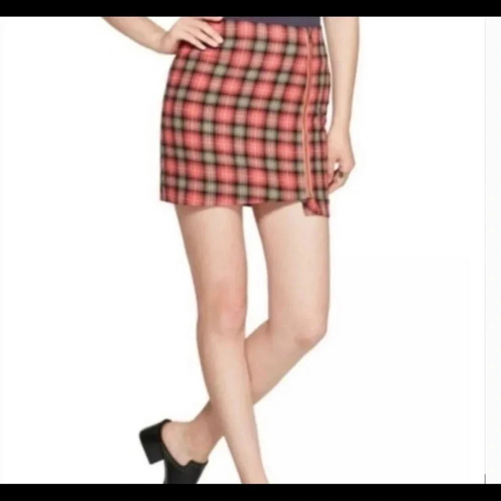 Junkfood  Zipper Pink Plaid Mini Skirt size 7